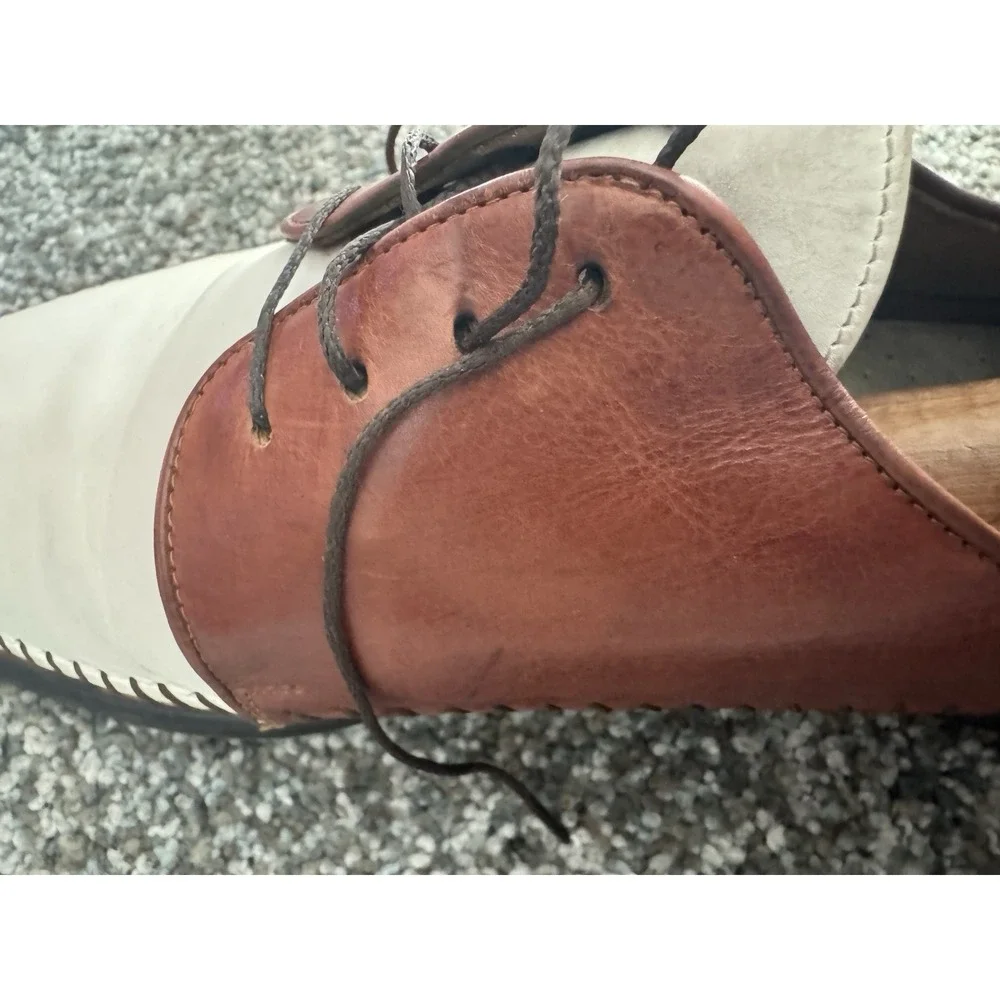 Lorenzo Banfi Made In Italy 2 Toned Leather Lace Up Loafer 11M W/ Box And Shaper